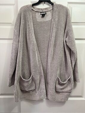 Rachel Zoe Cozy Open-Front Sweater Cardigan in Light Gray